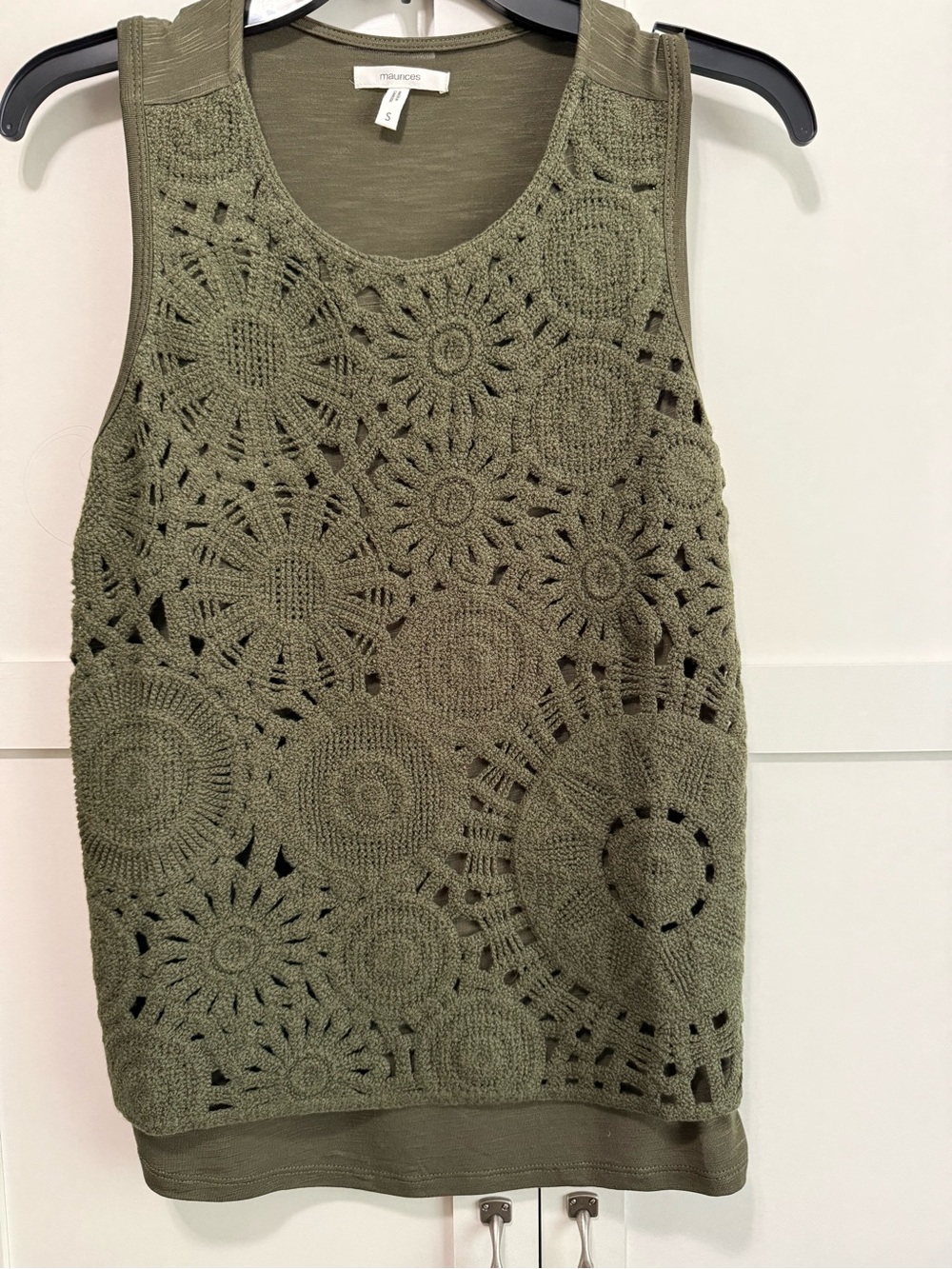 Olive Crochet Overlay Tank Top